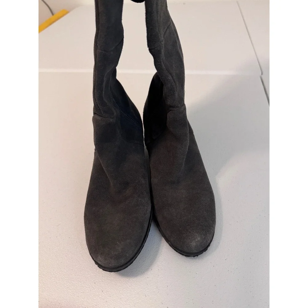 Franco Sarto Abela Dark Grey Suede Over The Knee Wedge Boots Womens 7.5M cc